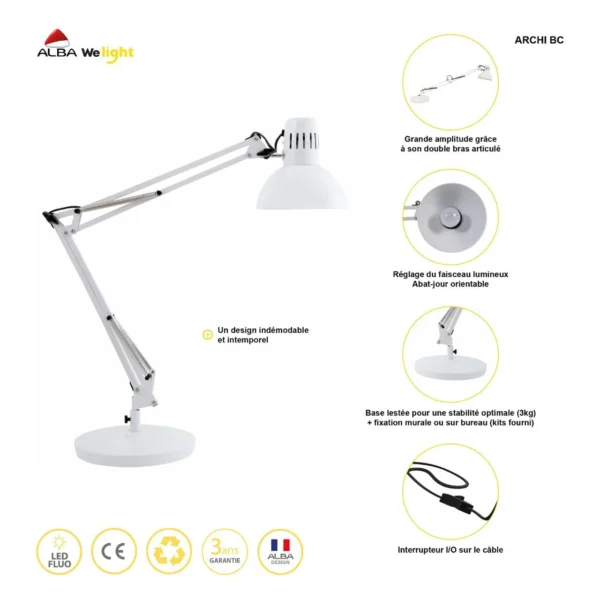 Lampe ALBA Architect hvit