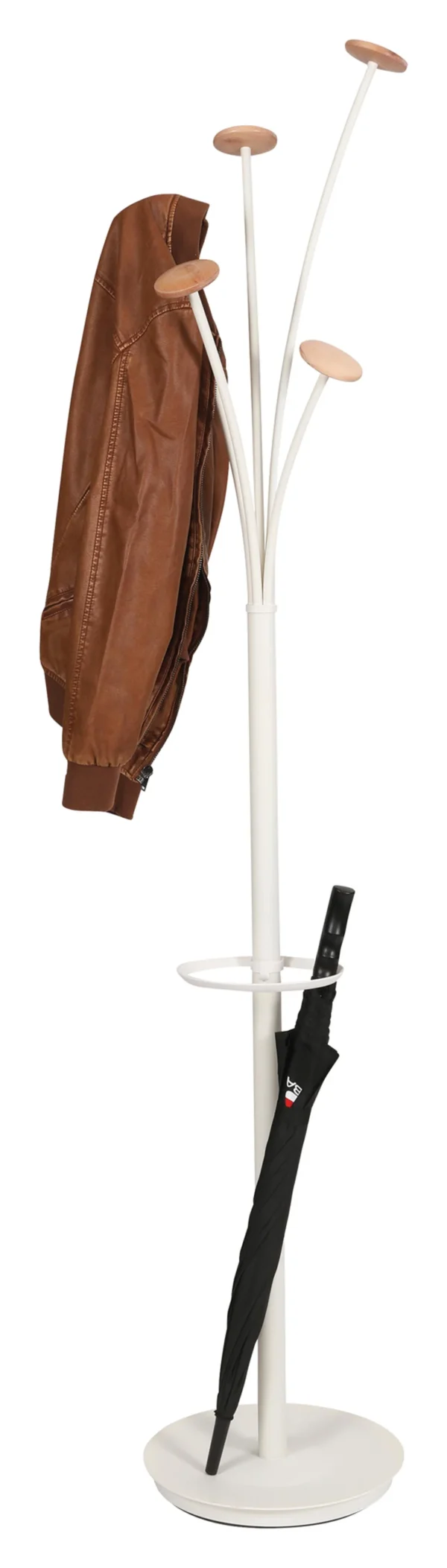 Stumtjener ALBA 5 kroker 187cm hvit/tre