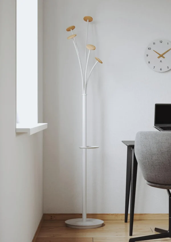 Stumtjener ALBA 5 kroker 187cm hvit/tre