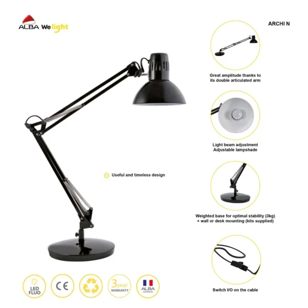 Lampe ALBA Architect sort