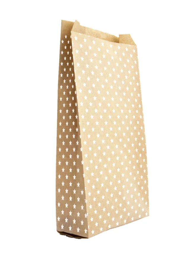 Papirpose 15x31x6cm kraft m/stjerne (50)