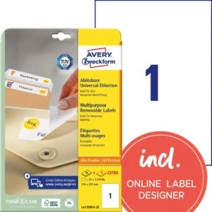 Etikett AVERY avtagbar 210x297mm (30)