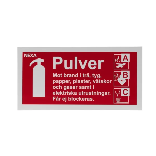 Skilt NEXA Pulver 20x10cm rød