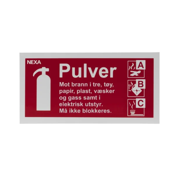 Skilt NEXA Pulver 20x10cm rød
