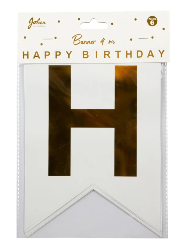 Banner JOKER Happy birthday hvit
