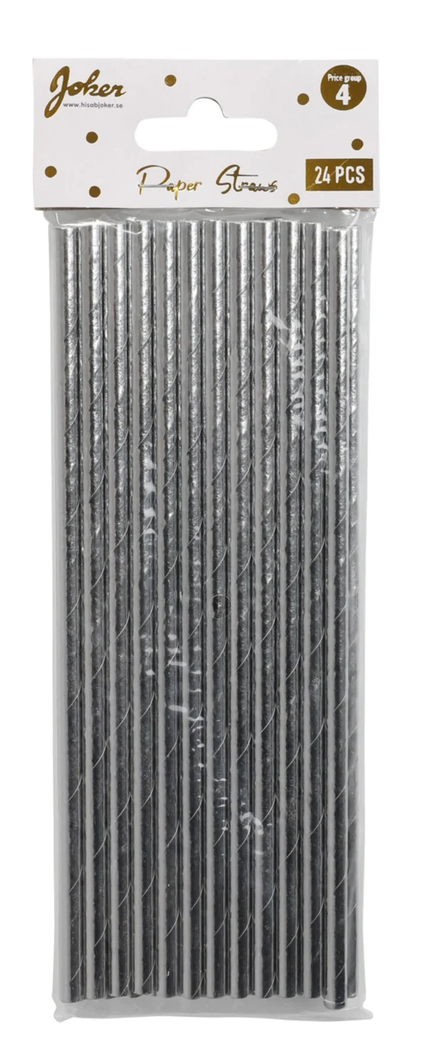 Sugerør JOKER papir sølv (24)