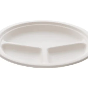 Tallerken bagasse 26cm 3rom hvit (50)