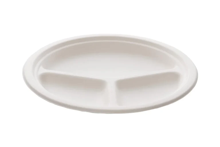 Tallerken bagasse 26cm 3rom hvit (50)