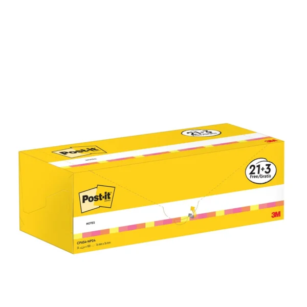 Notatblokk POST-IT 76x76 neon ass (24)