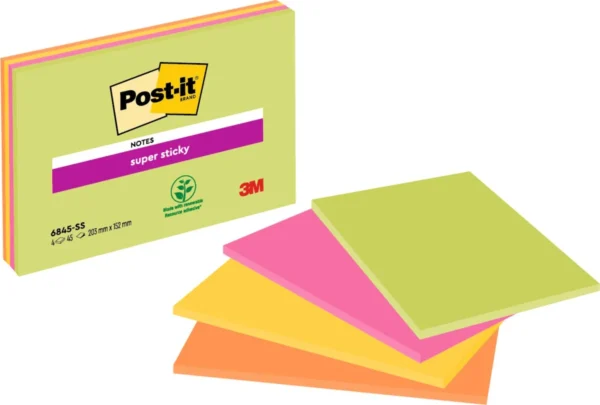 Notatblokk POST-IT SSN 203x152 Neon(4)