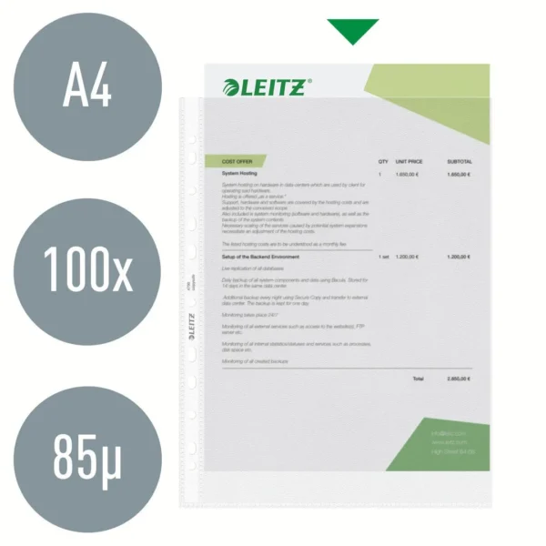 Plastlomme LEITZ A4 topp 85my (100)