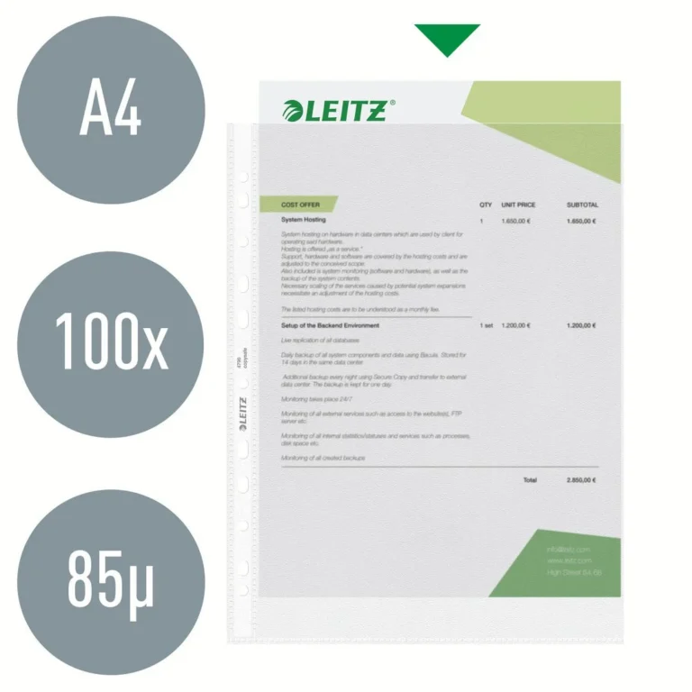 Plastlomme LEITZ A4 topp 85my (100) - Bilde 3