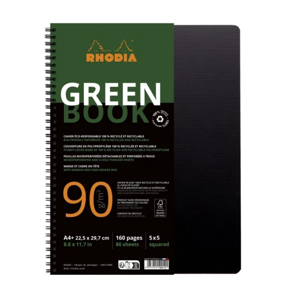 Notatbok RHODIA GreenBook A4+ 90g ruter