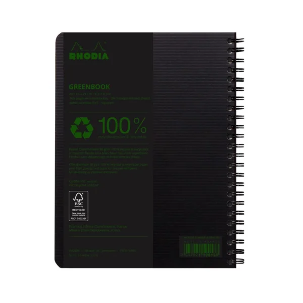 Notatbok RHODIA GreenBook A5+ 90g ruter