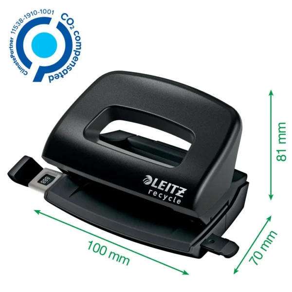 Hullemaskin LEITZ Recycle 2h/10 ark sort