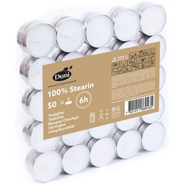 Telys DUNI 39mm 6t brenntid hvit (50)