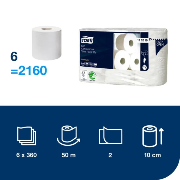 Toalettpapir TORK 2L myk T4 50,4m (6)