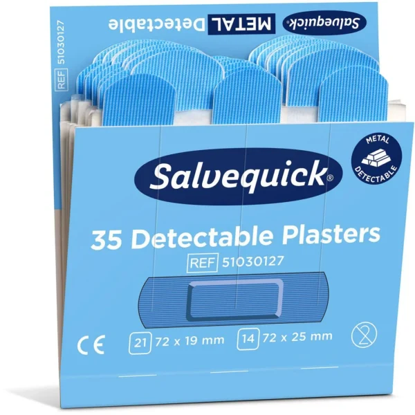 Plaster SALVEQUICK detectable blå (6x35)