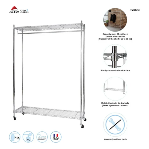 Kleshengerstativ ALBA 168x90x35cm metall