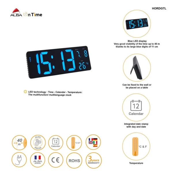 Veggur ALBA 37,5x13,5cm blå/sort