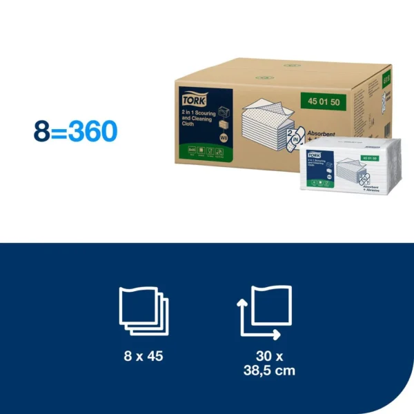 Klut TORK W8 rengjøring 2-i-1 hvit (45)
