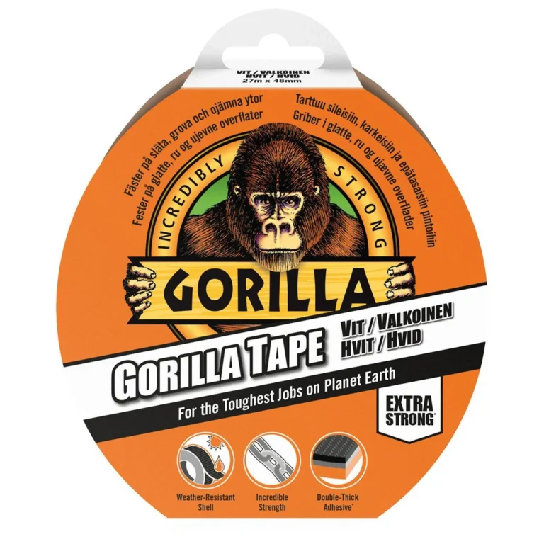 Lerretstape GORILLA hvit 27m