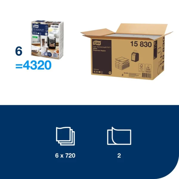 Dispenserserviett TORK N14 2L hvit (720)