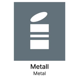Kildesorteringsetikett Metall
