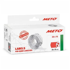Prisetikett METO 26x16 rød perman.(6)