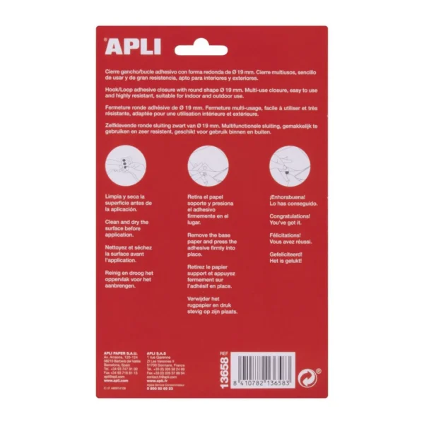 Borrelås APLI m.lim rund Ø19mm sort (12)