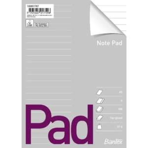 Notatblokk BANTEX A5 linjert 60g topplim