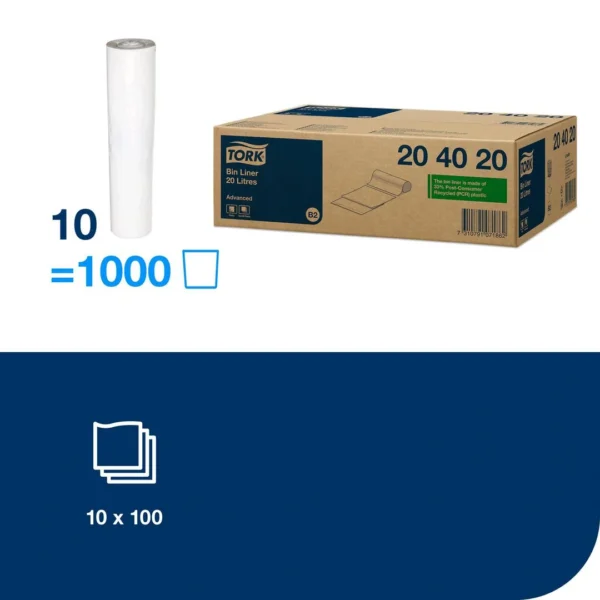Avfallspose TORK 20L B2 hvit (1000)