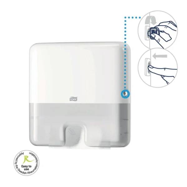 Dispenser TORK tørk multif mini H2 hvit