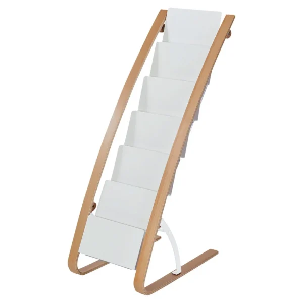 Brosjyrestativ ALBA 6rom gulv hvit/tre