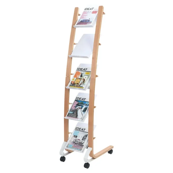 Brosjyrestativ ALBA 5rom gulv hvit/tre