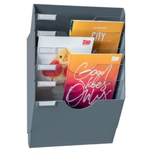 Brosjyrestativ CEP A4 6rom vegghengt grå