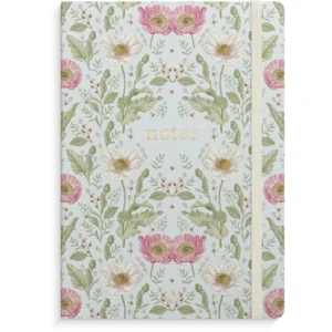 Notatbok BURDE Deluxe A5 blomst blå