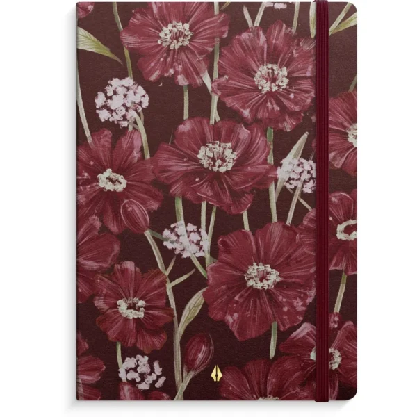 Notatbok BURDE Deluxe A5 blomst burg.