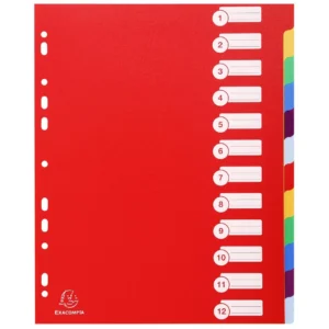 Skilleblad EXACOMPTA 1-12 PP rød