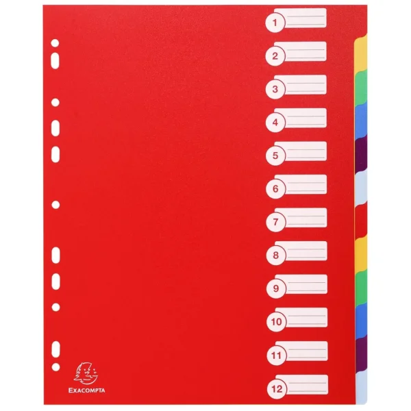 Skilleblad EXACOMPTA 1-12 PP rød