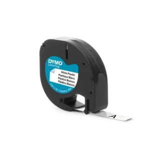 Tape DYMO LetraTAG 12mm plast sort/ hvit