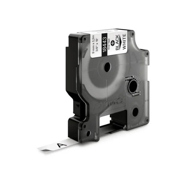 Tape DYMO Rhino vinyl 9mm x5,5m sort/hv.