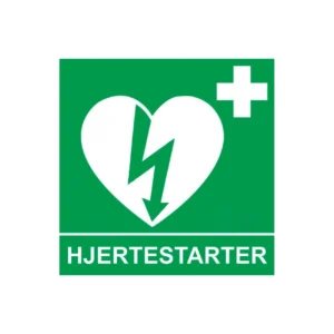 Hjertestarterskilt 15x15cm flouriserende