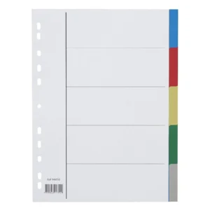 Skilleblad A4 PP 5-delt 5 farger