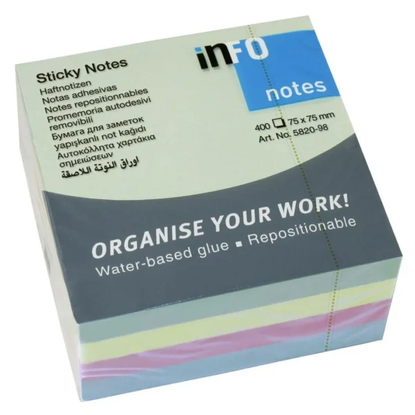 Notatkube INFO 75x75mm pastell