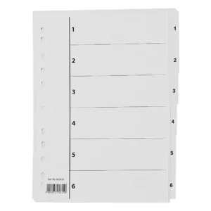 Register A4 PP 1-6 m/indeksark hvit