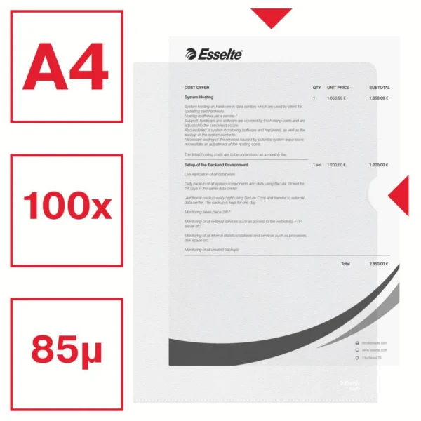 Plastomslag ESSELTE A4 85my (100)