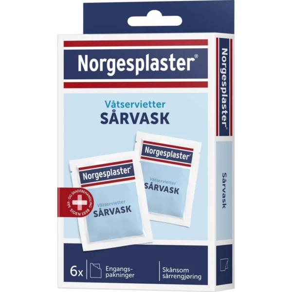 Sårvask NORGESPLASTER våtservietter (6)