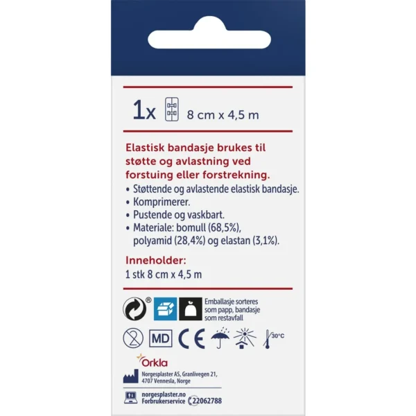 Bandasje NORGESPLASTER Elastisk 8cmx4,5m