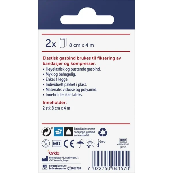 Gasbind NORGESPLASTER Elastisk 8cmx4m(2)